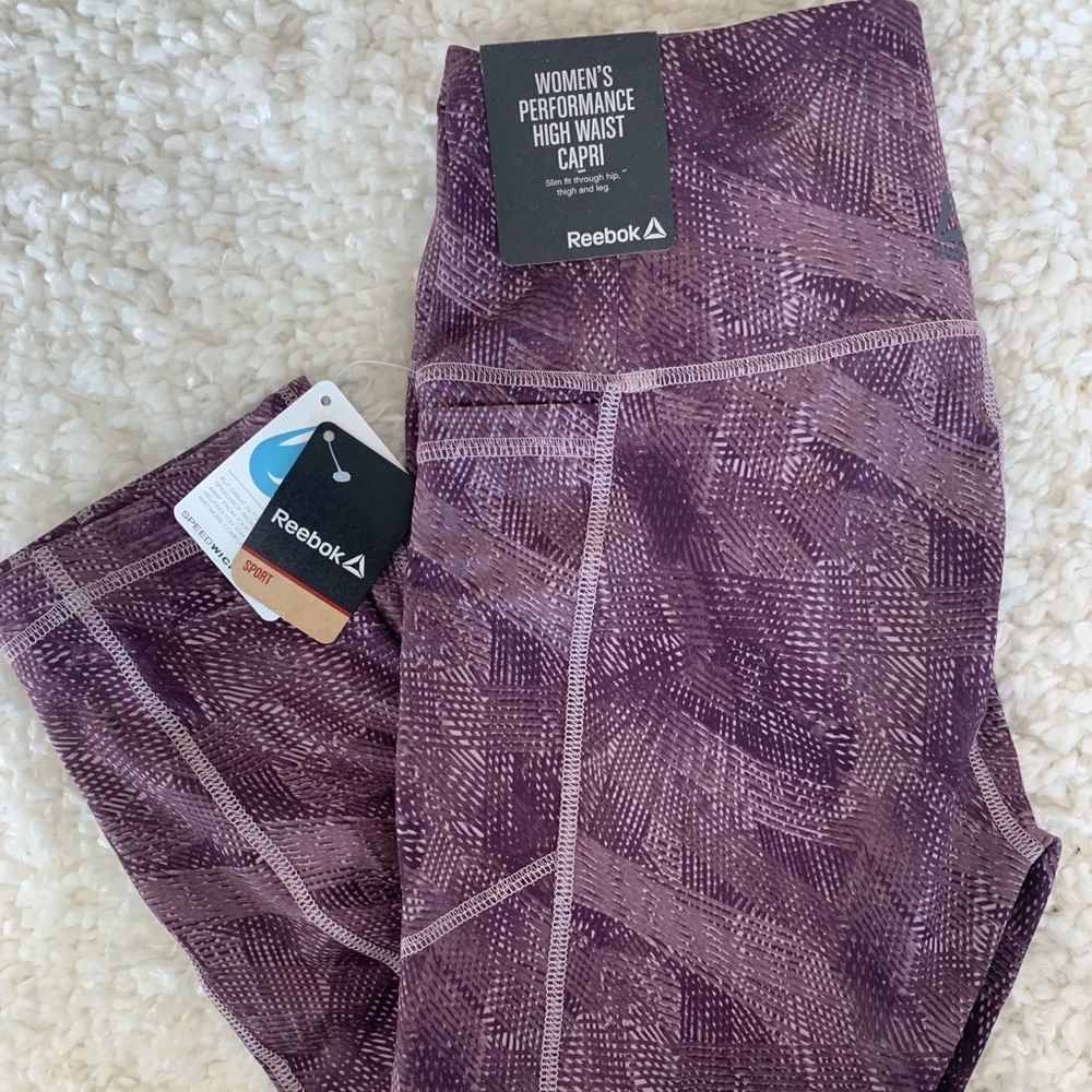 NEW REEBOK leggings Small sport gym purple workout pants yoga Pilates athletic